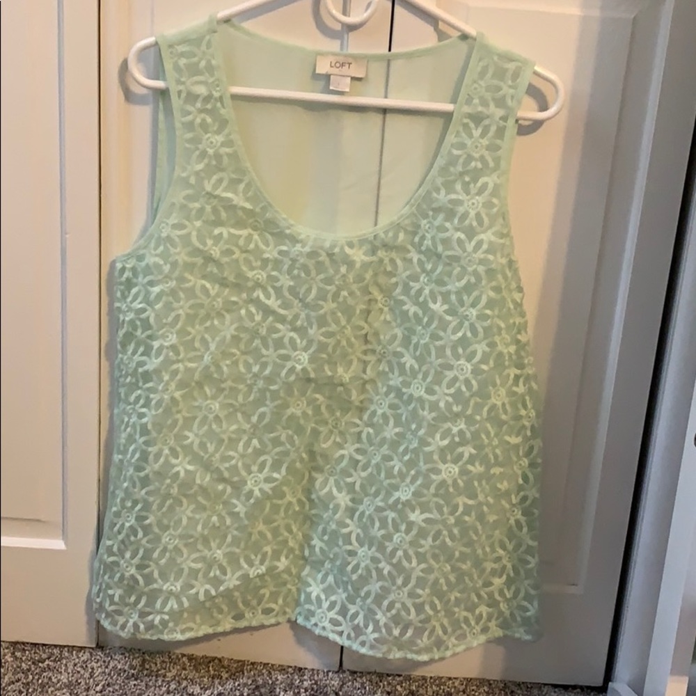 Mint green floral tank top sz L